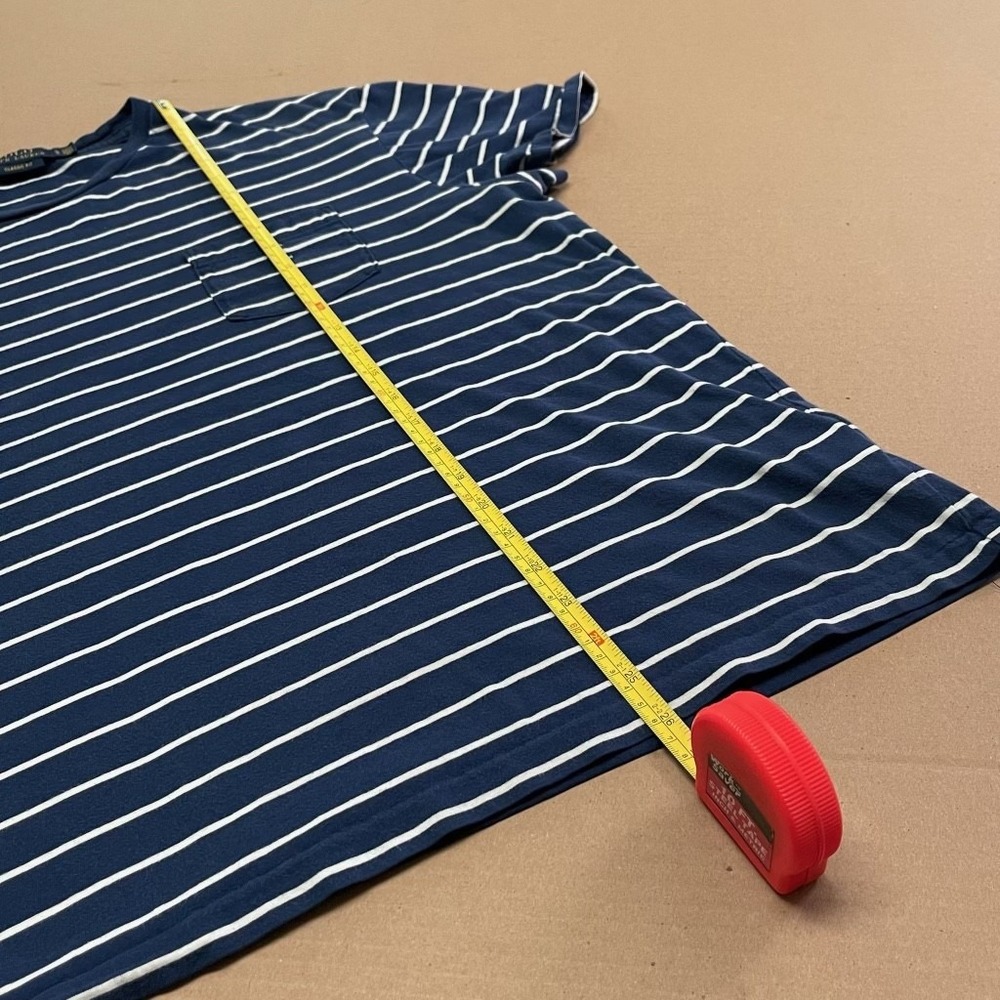 Polo Ralph Lauren Men's LG Navy/ White Striped White Pocket T-Shirt Pony Preppy - Picture 7 of 11